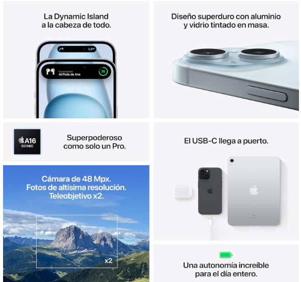 iPhone 15 128GB Negro – Nuevo, Libre y Garantía Oficial