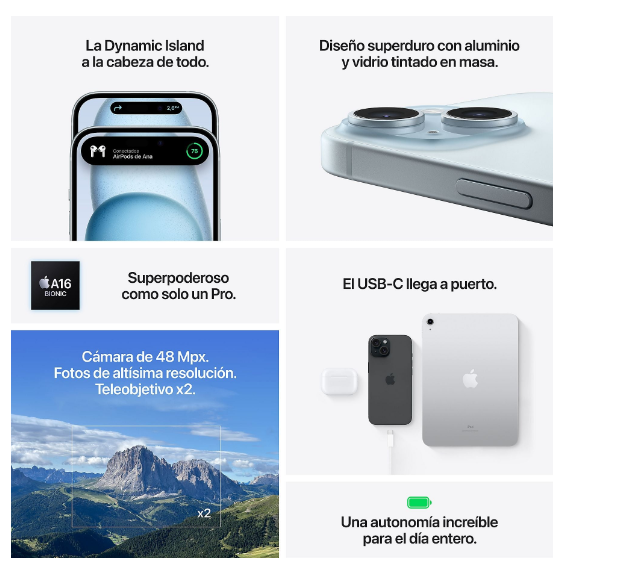 iPhone 15 128GB Negro – Nuevo, Libre y Garantía Oficial Apple