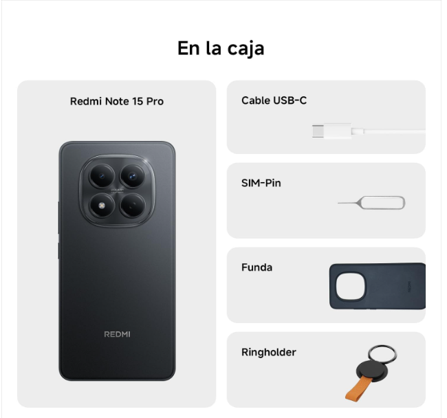 Xiaomi Redmi Note 15 Pro 256GB Black – 8GB RAM, 200MP, AMOLED 120Hz, Sin Cargador (Versión ES)